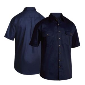 chemise de travail uni À manches courtes couleur unie